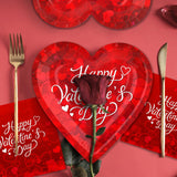 Valentine'S Day Party Supplies For 25 Guests - Romantic Heart-Shaped Disposable Plates, Love-Themed Tablecloth, Napkins, Cups, And Banner - Valentines Party Decorations