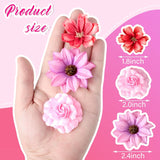 100 Pcs 100 Pcs Spring Assorted Small Flower Decorative Fake Flower Heads Bulk Silk Artificial Diy Faux Mini Daisy Rose Plum Craft For Wedding Cake Mother'S Day Party Wreath Home (Bright)