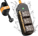 Outdoor Waterproof Power Strip 3 Outlets 6FT Weatherproof Extension Cord with Overload Protection
