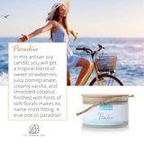 Coastal Essentials Natural Soy Hand Poured Candle - Paradise Scent, Strong Fragrance, Artisan, 4Oz, 30+ Hour Burn Time
