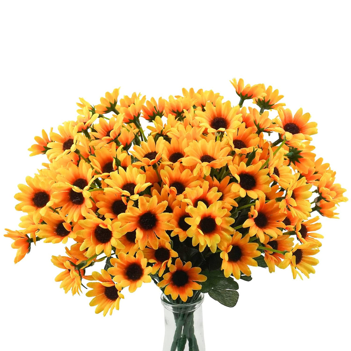 6 Bundles Sunflowers Artificial Flowers Daisy Mums Fake Flowers Outdoor Uv Resistant No Fade Fall Flowers 24 Stems Greenery Shrubs Indoor Outside Home Wedding Office Diy Garden Décor (Yellow)