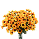 6 Bundles Sunflowers Artificial Flowers Daisy Mums Fake Flowers Outdoor Uv Resistant No Fade Fall Flowers 24 Stems Greenery Shrubs Indoor Outside Home Wedding Office Diy Garden Décor (Yellow)