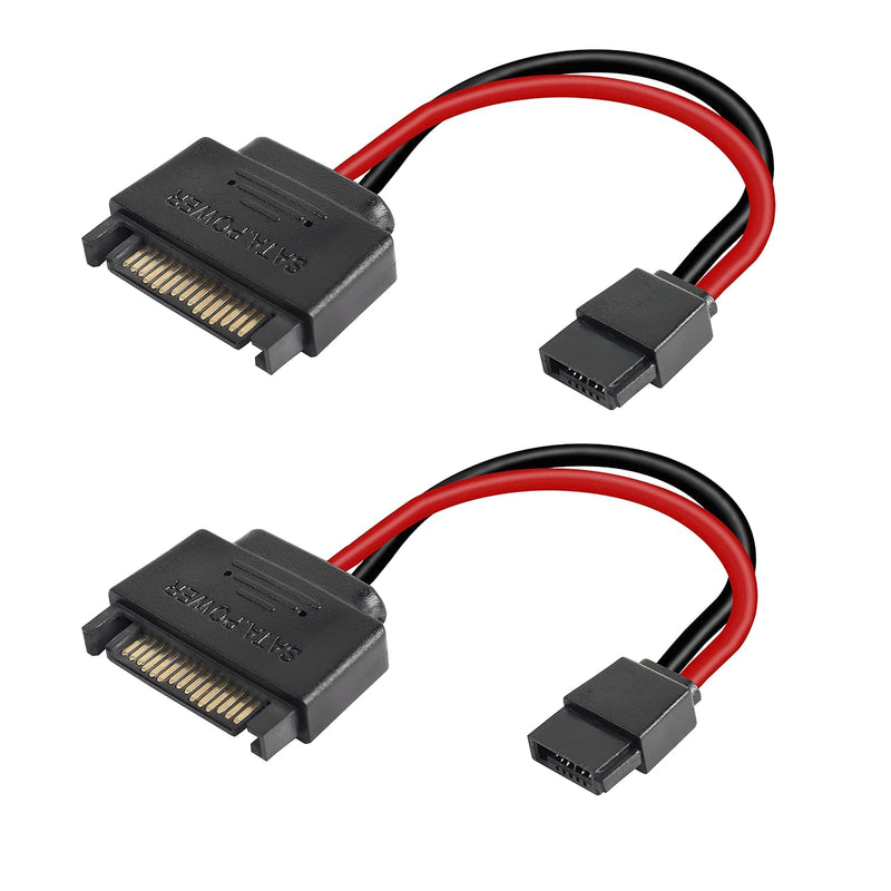 Sata 15-Pin Male To Sata 6-Pin Female Slimline Power Adapter Cable Sata 15 Pin