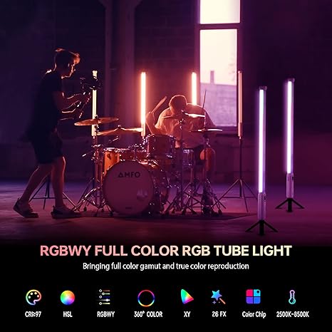 2 Pack RGB Tube Light Wand Full Color Handheld LED Stick Light with App Control Pixel Effects and Magnet