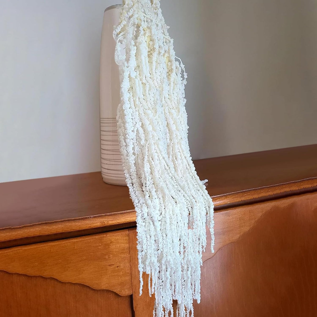 7 Pcs White Dried Preserved Amaranthus – 23" Long Hanging & Cascading Flowers For Wedding Bouquets, Centerpieces, Wall Decor & Home Decoration