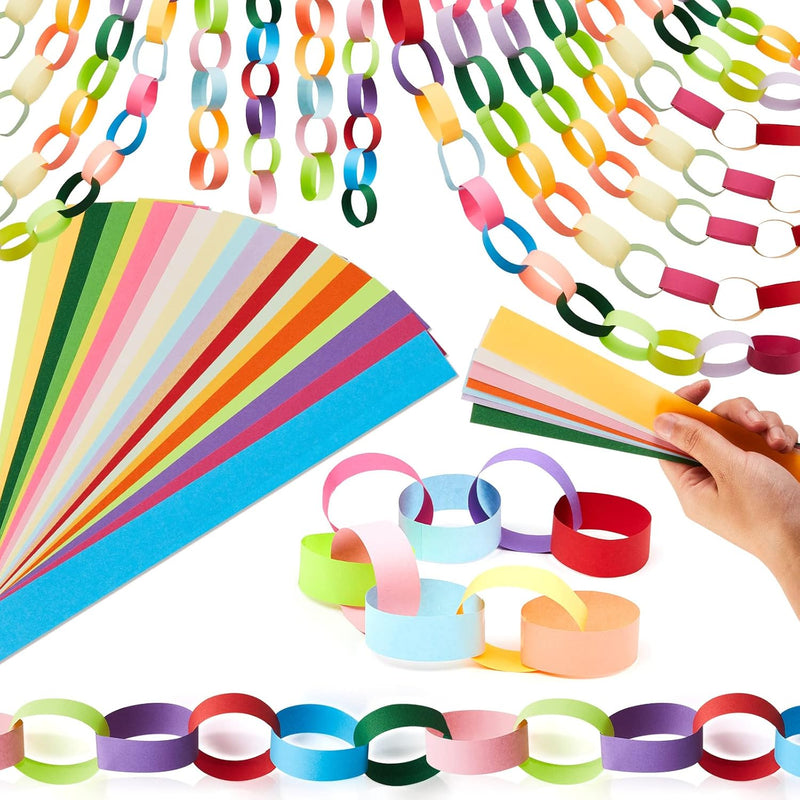 1000 Sheets Bright Paper Chain Strips Construction Paper 1 X 8 Inch Assorted C