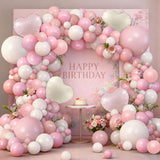 126Pcs Pink White Balloon Arch Kit, Different Sizes 18 10 5 Inch Pink White Sand Latex Balloons And Heart Foil Balloons Pink Balloon Garland Arch Kit For Birthday Wedding Bridal Baby Shower Decoration