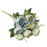 2 Packs Of Artificial Peony Flowers Silk Peonies Fake Flower Bouquet Arrangements For Home Wedding Party Decoration (Blue Green?2 Packs)