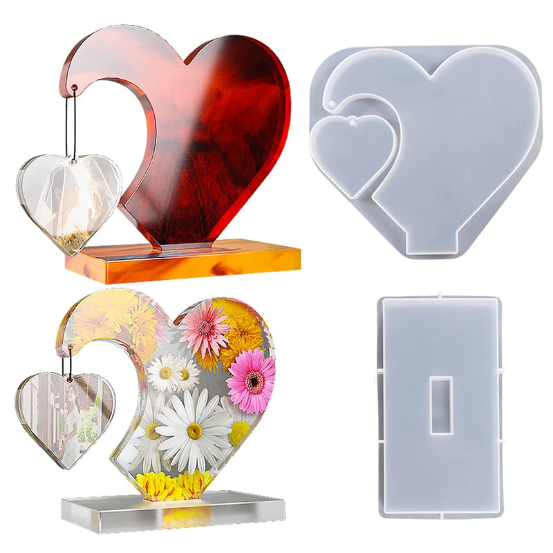 Large Photo Frame Resin Molds, Heart Shape Silicone Molds For Epoxy Resin, Diy Picture Frame Display Unique Mold For Resin Casting Art Crafts Table Home Decor Gift