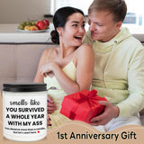 1 Year Anniversary Wedding Gifts For Men Women, Funny One Year Anniversary Marriage Gifts For Wife Husband Couple, Personalized 1St First Year For Boyfriend Girlfriend Gift Ideas For Him Her Candles