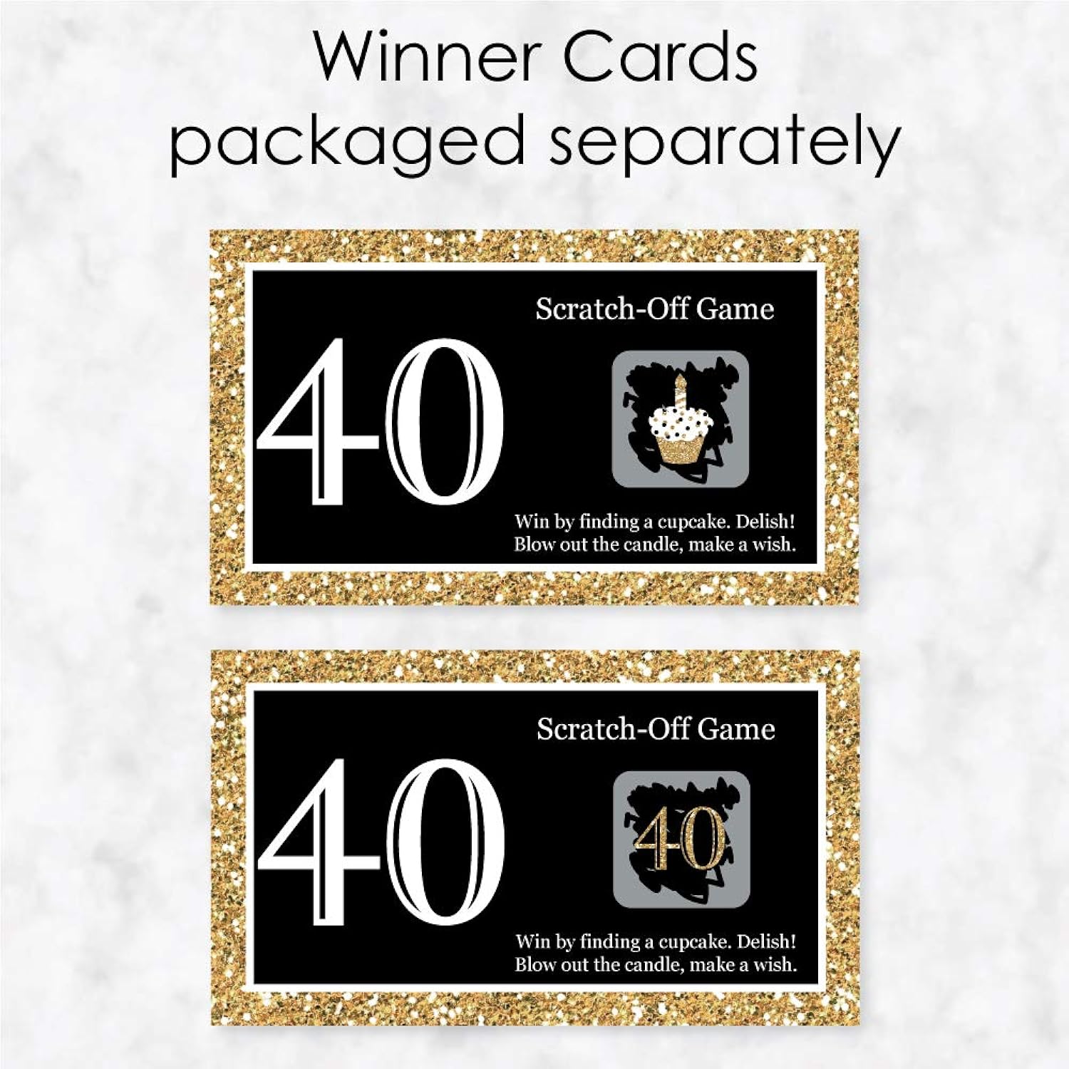 Big Dot of Happiness Adult 40th Birthday - Gold - Birthday Party Game Scratch Off Cards - 22 Count