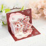 Pop Up Red Rose Flower Card 3D Paper Flower Card for Mother's Day Birthday Anniversry Valentines Day Thank You, 6 IN Romantic Card for Mom Wife Girlfriend with Message Tag and Envelope