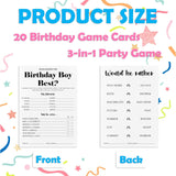 20Pcs Who Knows The Birthday Boy Best Theme Birthday Party Game Cards-3-In-1 Minimalist White Birthday Party Game Cards For Boys Teens Adult-Party Activity Supplies & Decorations?5 ''X7 ''?-A08