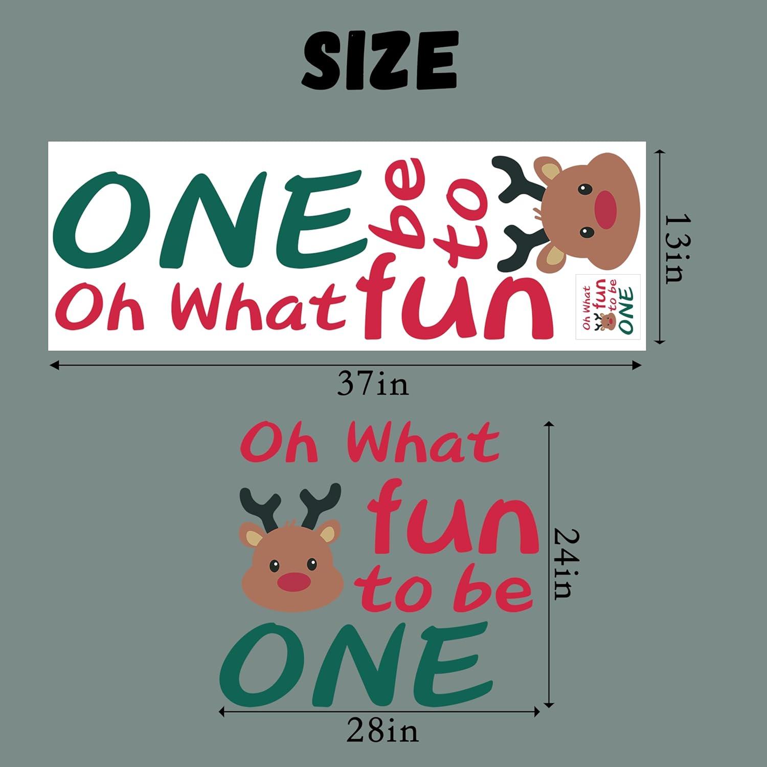 Oh What Fun It Is To Be One Wall Decal - First Birthday Backdrop Decor,Little Reindeer Xmas Garland,Merry Little Christmas Decorations,Santa Stickers Party Supplies (Oh What Fun Decal)