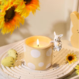 Easter Candles - Sunflower Scented Candle, Polka Dot Candle With Cute Bunny, Easter Decor Gift For Women Girls