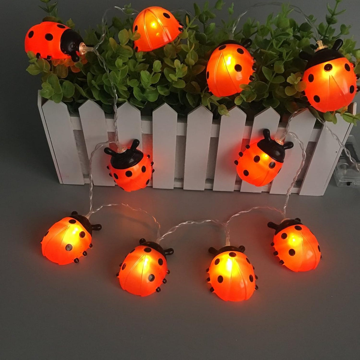 Ladybugs Fairy String Lights? 10 Plastic Red Leds 5.5Ft Copper Wire Battery Powered Best Decoration Lights For Christmas