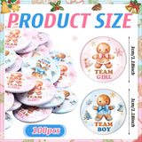 100 Pcs Christmas Gingerbread Man Gender Reveal Pins Team Boy Or Girl Gender Reveal Button Pins Bulk Blue Pink Baby Shower Badges For Holiday Baby Shower Game Party Favor