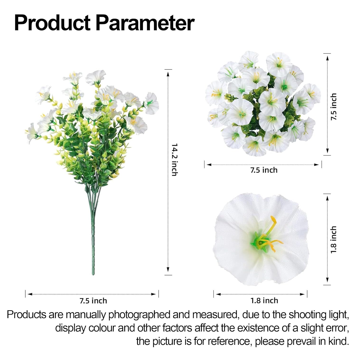 Artificial Flowers 12 Bundles Uv Resistant Fake Flowers No Fade Faux Plants For Outdoor Garden Porch Window Box Decoration (White)