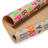 30 Inch Birthday Wrapping Paper Roll - 30 Inch X 33 Feet - Colorful Happy Birthday Wrapping Paper For Girls Boys Kids, Baby Shower, Party