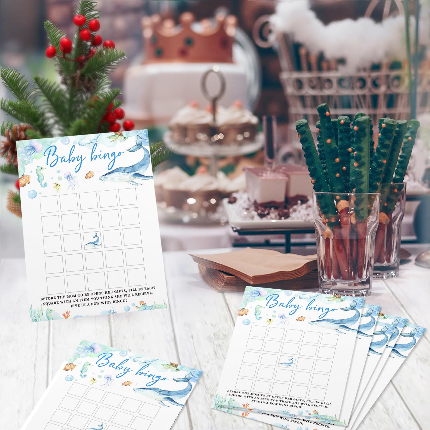 Ocean Baby Shower Game - Baby Bingo- Set Of 50?Ocean Theme Party Cards? Neutral Boys Or Girls