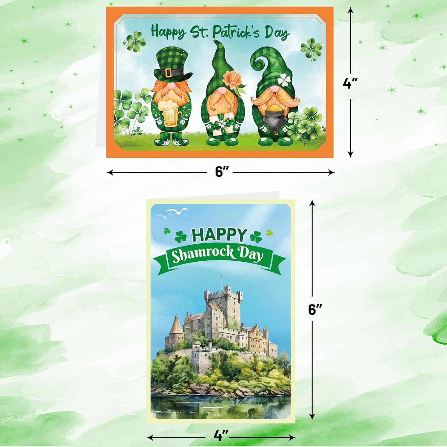 Happy St. Patrick'S Day Cards With Envelopes & Stickers 20 Pcs For Kids And Adults Irish 4X6 Inch Blessings Message Inside 10 Designs Shamrock Lucky Day Religious Saint Patricks Day Cards