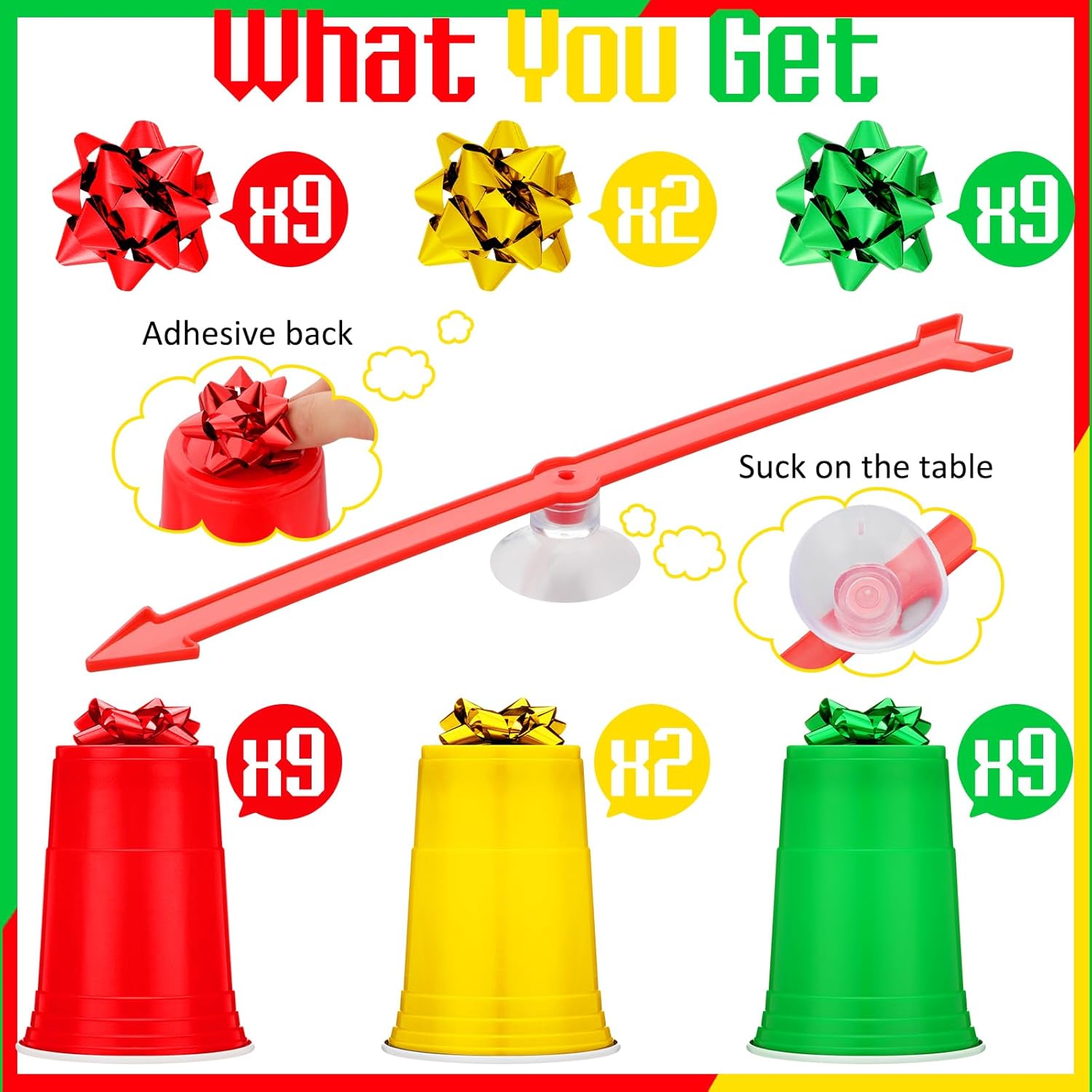 Christmas Party Games Spinner Wheel Christmas Roulette Raffle Game Set Include 38 Plastic Star Flower 20 Disposable Cups And 1 Pointer Spinner Wheel For Prizes Party Supplies
