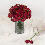 Ranunculus Artificial Flowers 21Pcs Faux Silk Mini Ranunculus Bulk Wedding Filler Flowers For Diy Bridal Shower Bouquets Centerpieces Decor(Red)
