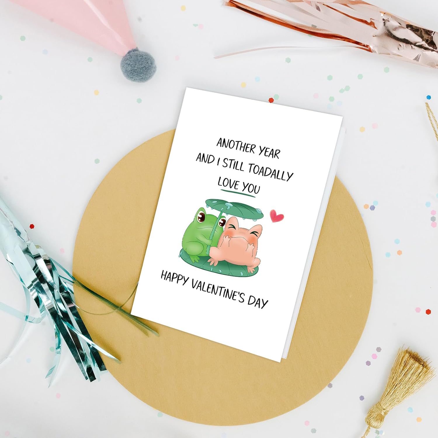 Frog Pun Valentines Day Card, Funny Toad Valentine'S Day Card For Him Her, Happy Valentines Day Card For Boyfriend Girlfriend, Another Year And I Still Toadally Love You