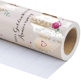 50Th Anniversary Wrapping Paper Roll - Mini Roll - 17 Inch X 33 Feet - Gold Foil 50 Years Happy Golden Wedding Anniversary Design Perfect For Celebration, Party