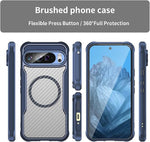 Pixel 9 Pro XL Case, TPU+PU Slim Translucent, Military Grade Drop Protection, Blue