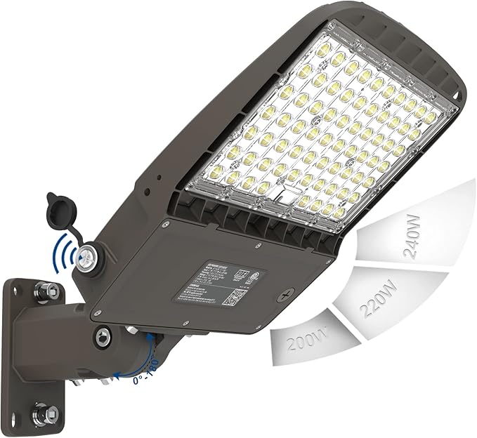 240W LED Parking Lot Light 38400LM 5000K Dusk to Dawn Outdoor Flood Light with Adjustable Wall Pole Mount