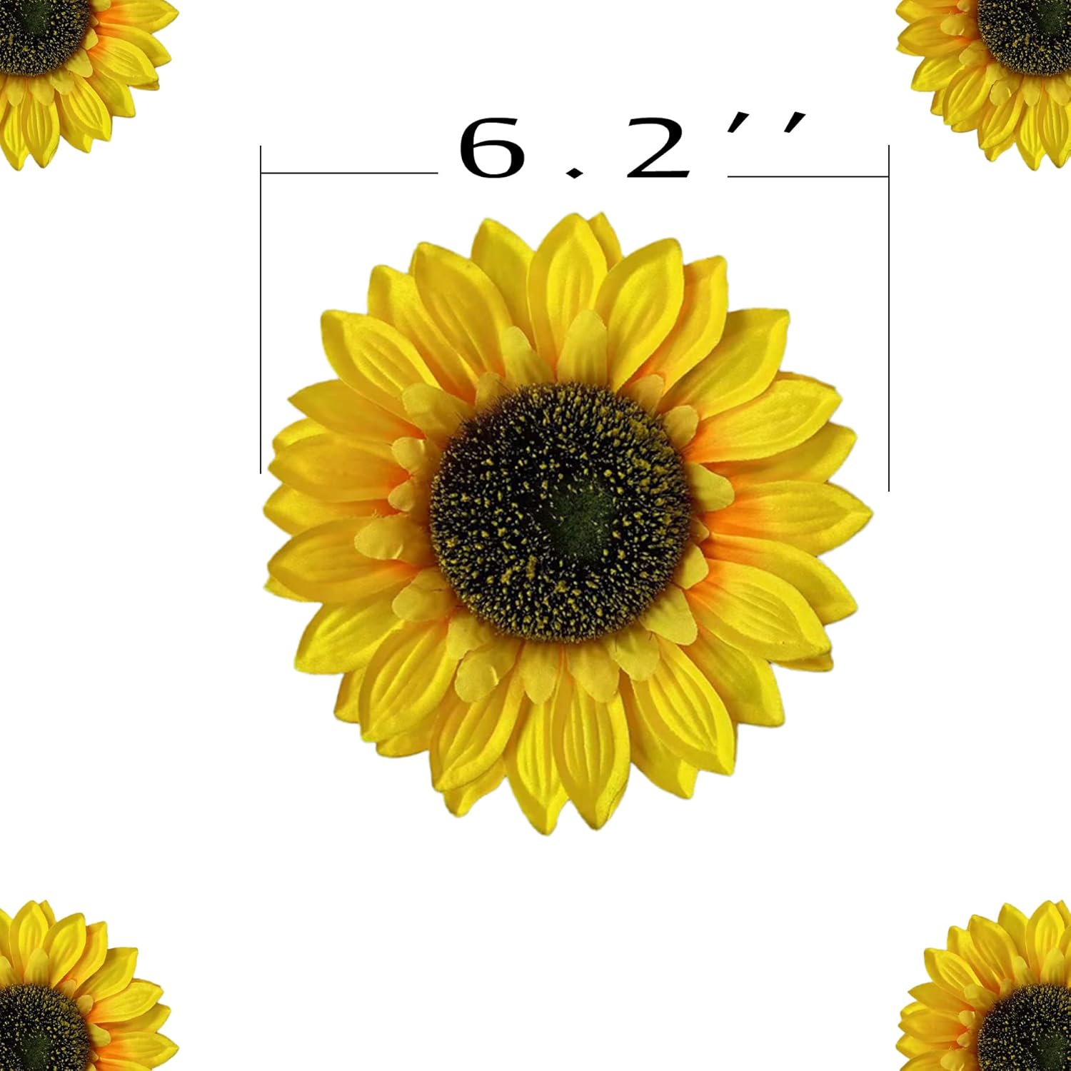 12Pcs Large Artificial Sunflower Heads 6.2'' Yellow Sunflower Artificial Flowers For Home Decoration, Wedding Decor, Birthday Party Decor, Garden Craft Art Decor, Decoration