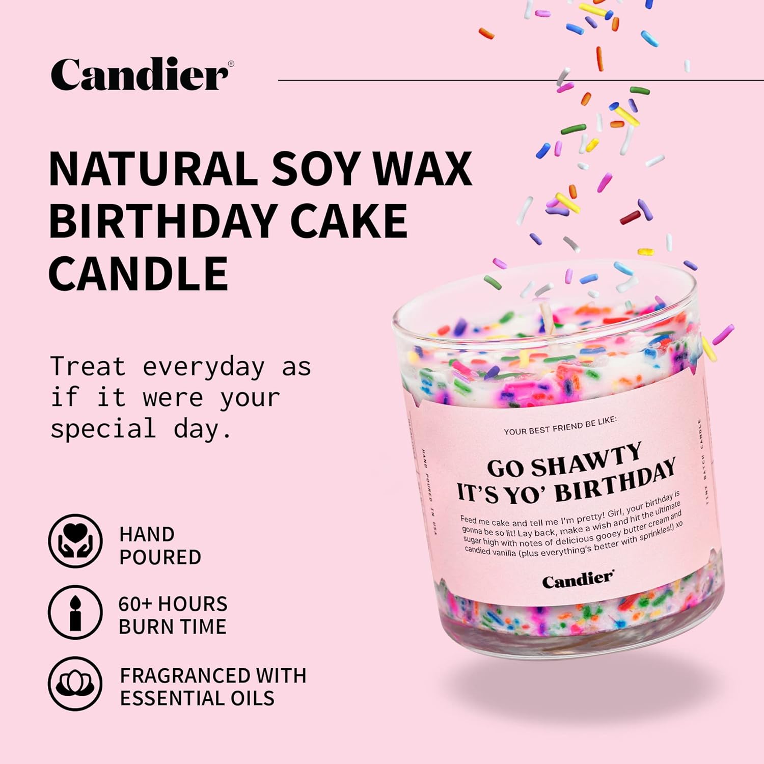 Birthday Cake Scented Candle, Natural Soy Candle With Birthday Cake & Buttercream Notes, Aromatherapy For Relaxation, Unique Candles Gifts For Women, 60-Hour Burn Time - By Ryan Porter