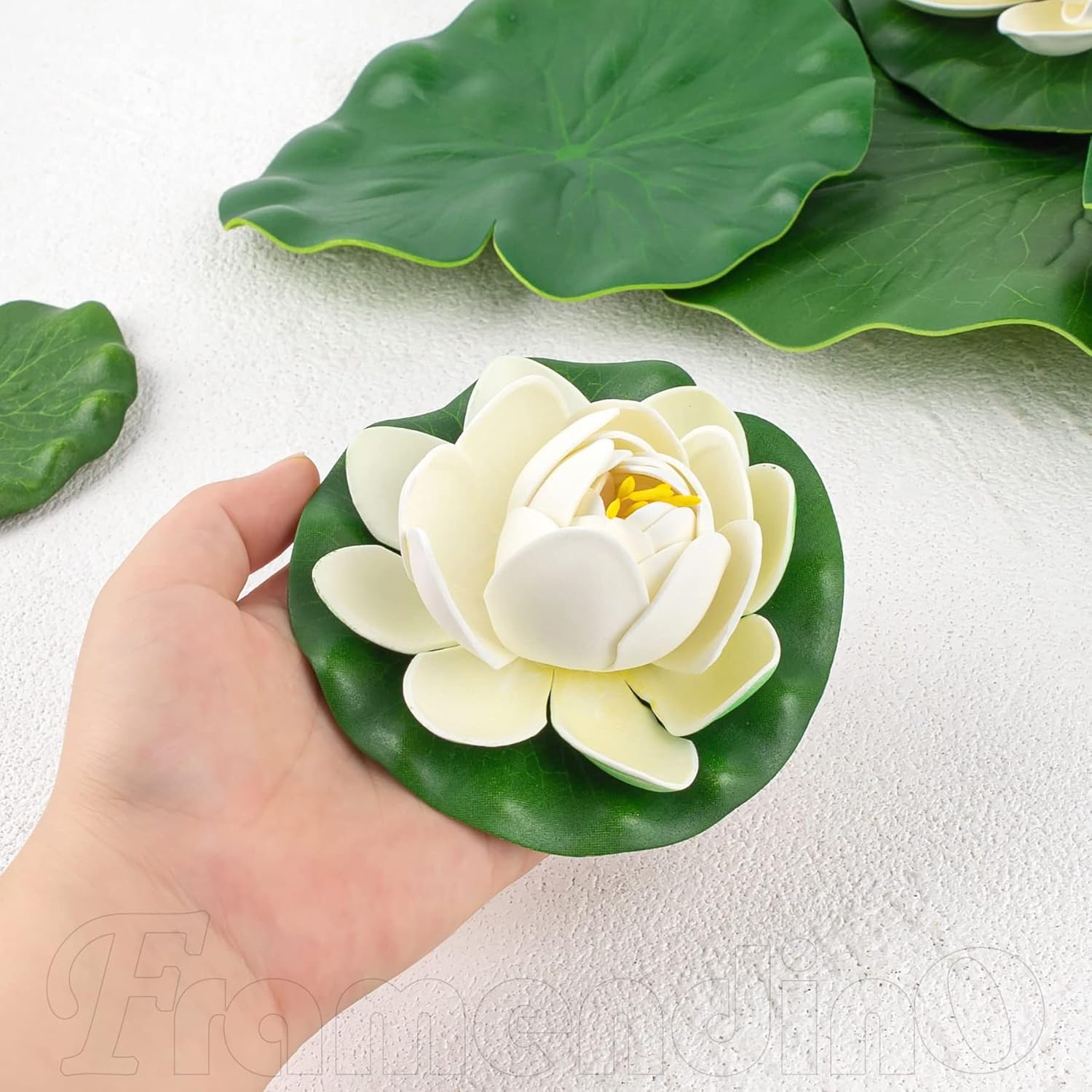 , 9 Pack Artificial Floating Foam Lotus Flower Decor Realistic Water Lily Pads Ornaments For Ponds Decoration