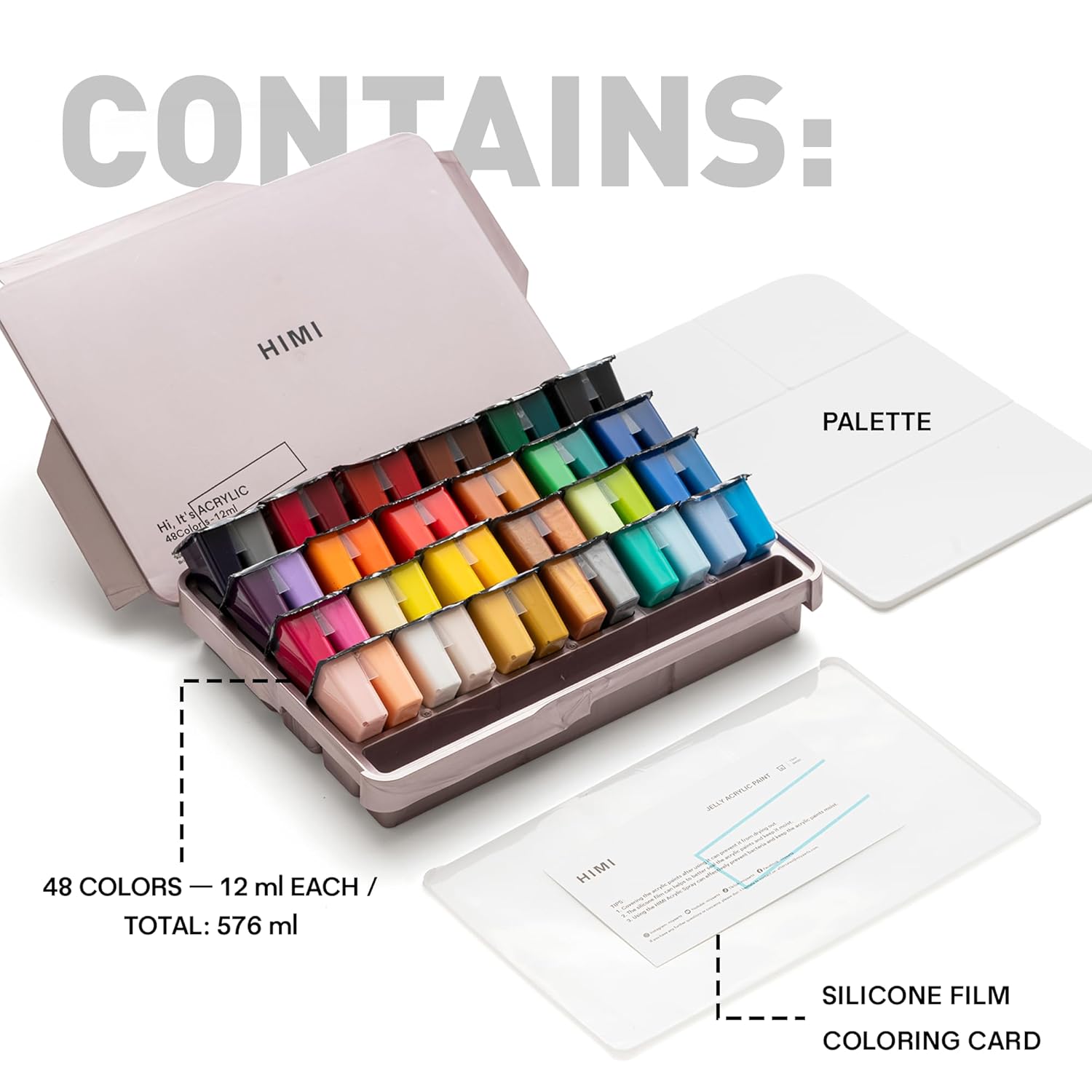 Twin Cup Jelly Acrylic Paint Set, 48 Colors 12G, High Viscosity, Blendable, Paints On Rocks Crafts Canvas Wood, Fabric, Ceramic & Stone, Art Craft Paints Gifts For Artists Beginners & Painters