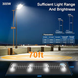 300W LED Parking Lot Light 36000LM 5000K Commercial Outdoor Flood Light with Dusk to Dawn Sensor Adjustable Slip Fit Mount