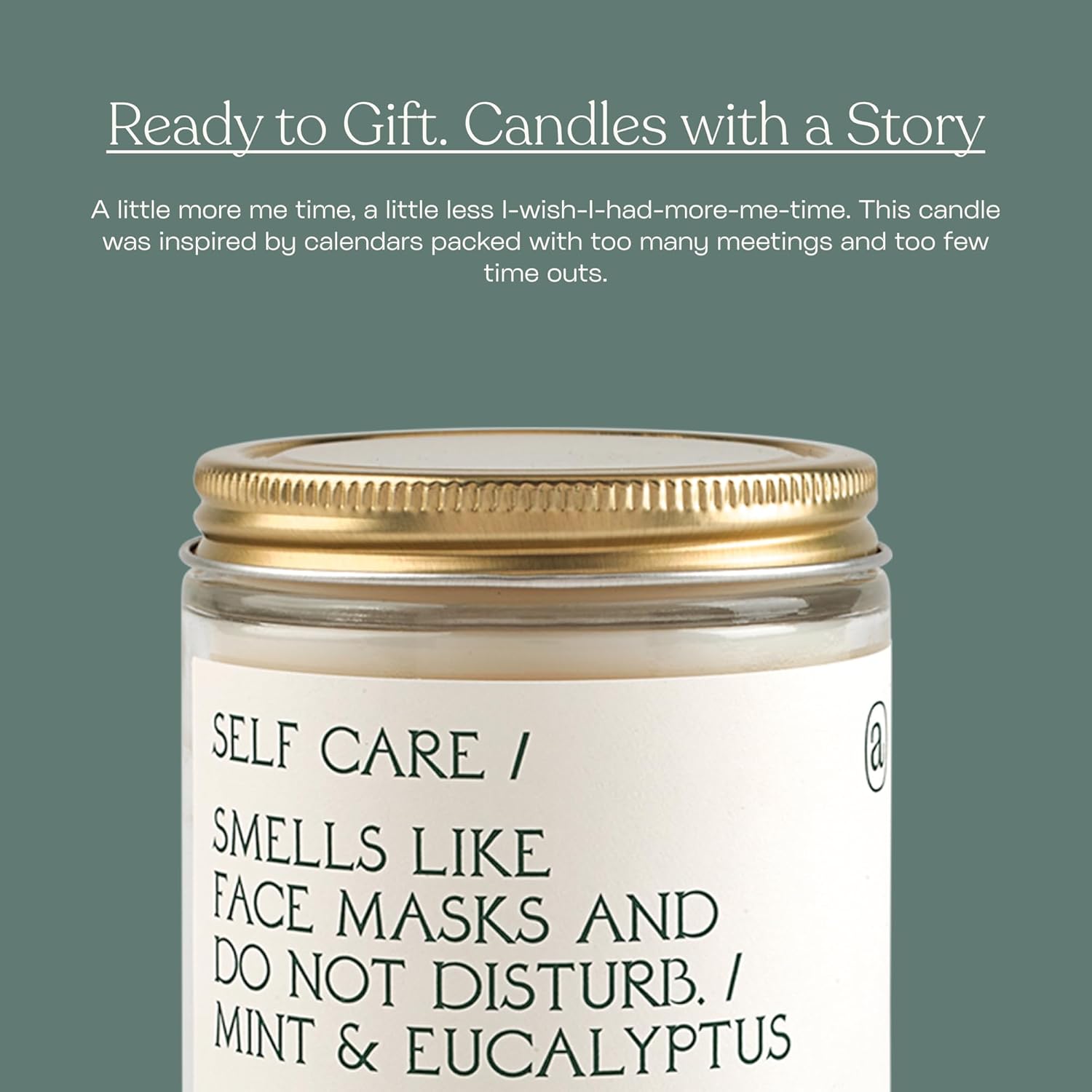 ‘Self Care' Coconut Soy Wax Candle Jar | Premium Hand Poured & Long Burning | Mint & Eucalyptus Scent | Phthalate-Free | For Home, Office, Gift - 7.8 Oz