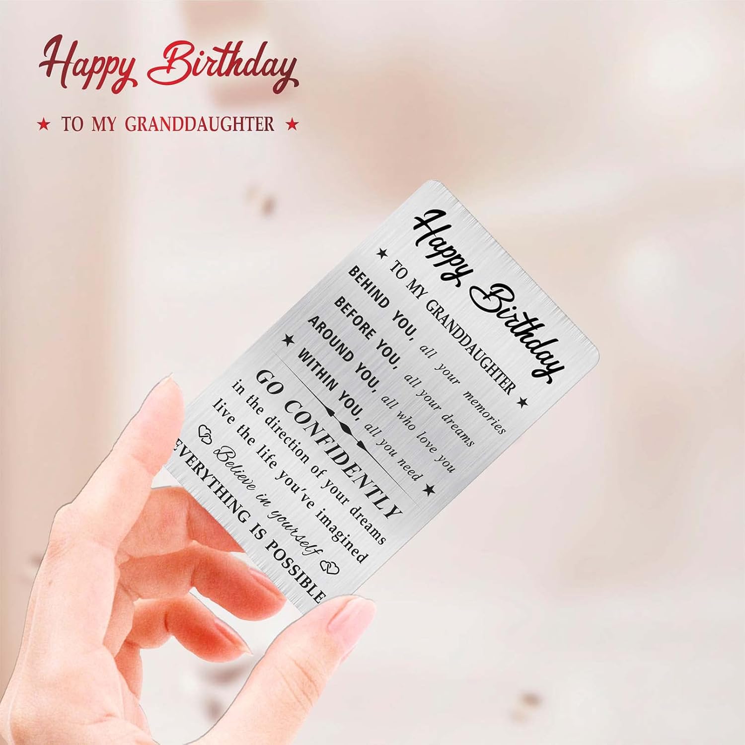 Granddaughter Birthday Card, Happy Birthday Granddaughter Gifts Ideas, Small Engraved Wallet Card