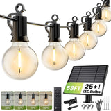 58FT Solar String Lights 26 Shatterproof Bulbs Remote Dimmer Timer Patio Lights