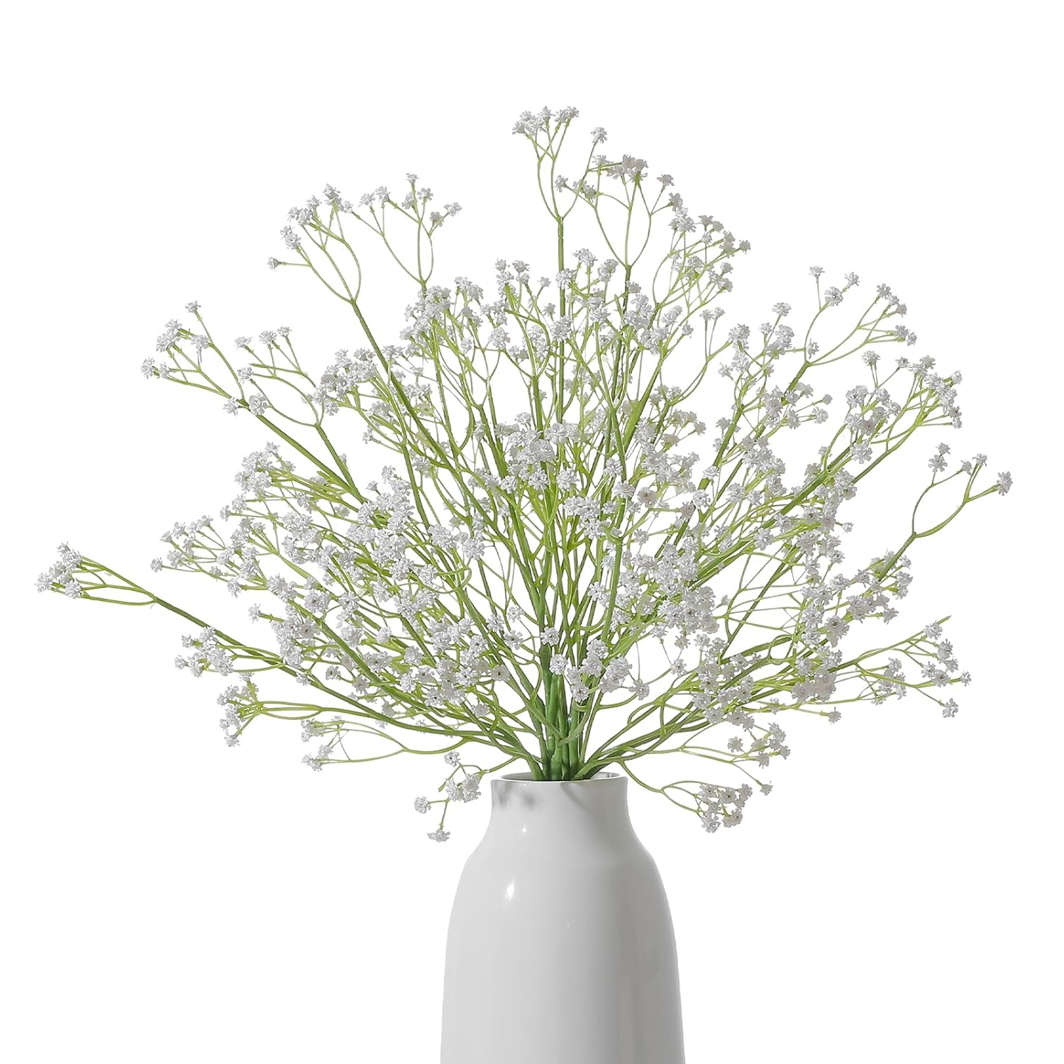 12Pcs White Babys Breath Artificial Flowers, 25'' Real Touch Fake Gypsophila Baby'S Breath Faux Flowers Bulk, Long Bendable Stems For Wedding Home Garden Floral Arrangement Decor
