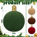 4 Pcs 32 Inch Giant Velvet Inflatable Christmas Balls, Extra Large Blow Up Pvc Ornaments, Flocked Oversized Christmas Ba