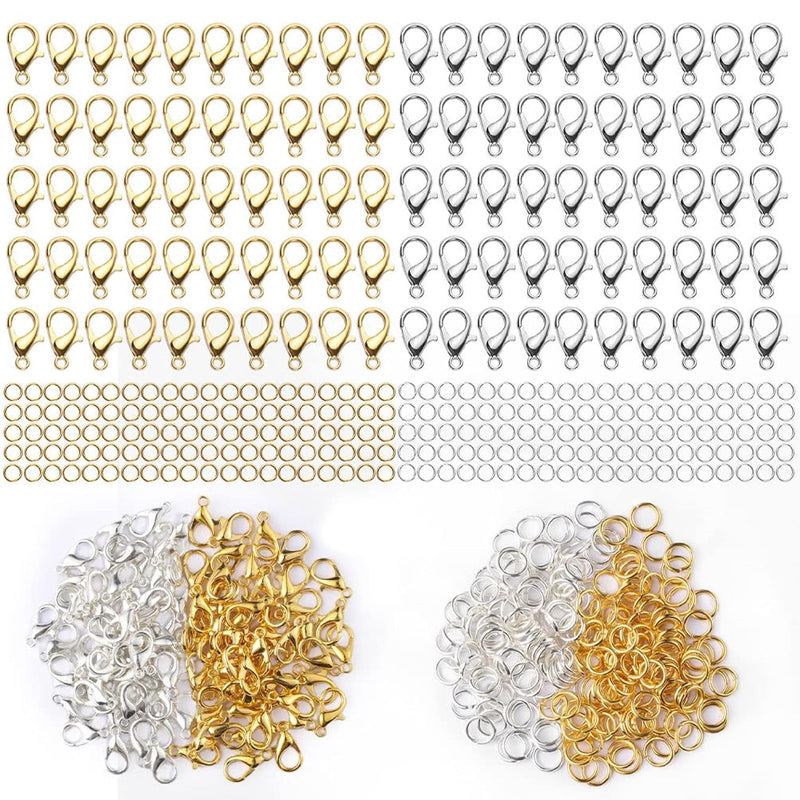 600 Pcs Lobster Clasps And Open Jump Rings Set, Jewelry Clasps Necklace Clasps