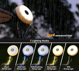 32.8FT Camping String Lights Waterproof 4 in 1 Outdoor LED Lights with 8 Lighting Modes Portable Tent Lights for Camping Hiking Garden Yard Travel Christmas Holiday Decoration
