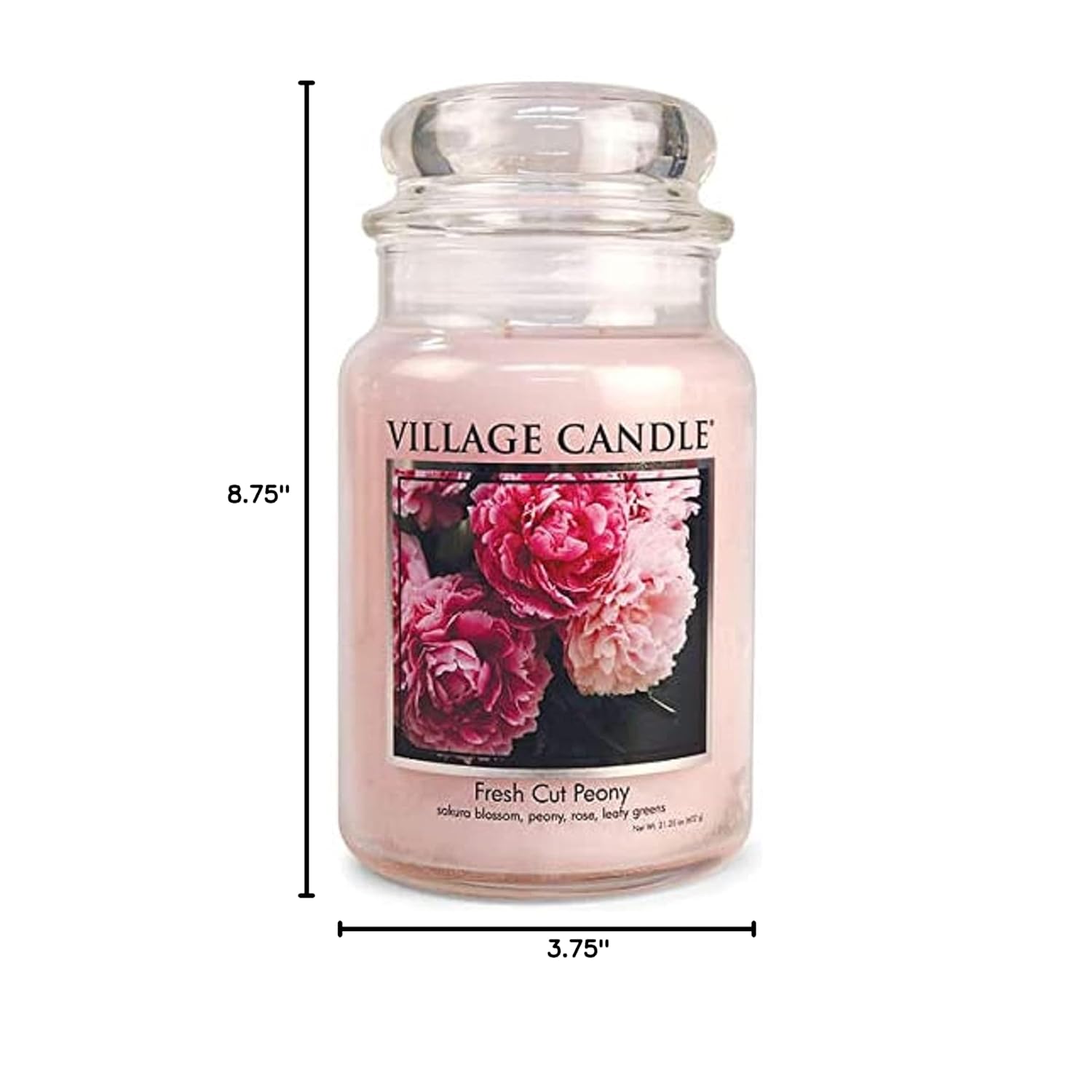 Fresh Cut Peony Large Glass Apothecary Jar, Scented Candle, 21.25 Oz.