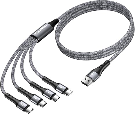 2 Pack 4 in 1 USB C Fast Charging Splitter Cable 4FT for Phone & Tablet