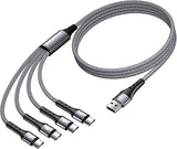 2 Pack 4 in 1 USB C Fast Charging Splitter Cable 4FT for Phone & Tablet