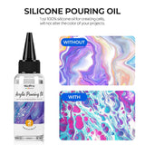 Titanium White Color Acrylic Pour Paint, 33.8 Ounce Pre-Mixed Pouring Paint Supplies With Silicone Pour Oil & Gloves For Canvas, Rock, Wood Cell Creation Flow Diy Art Painting, Ready To Pour