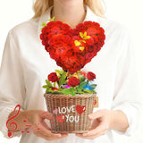 Valentines Day Cards With Music & Lights, 3D Pop Up Love Tree Hearts Birthday Card & Anniversary Card, 10 Inch Life Sized Forever Bouquet Wedding Valentines Gifts For Her Women Wife Mom