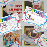30 Valentine Cards, Printed Color My World Valentines, Valentine'S Card With Watercolor Paint, Valentines Day Family Activities Crafts(A06D)