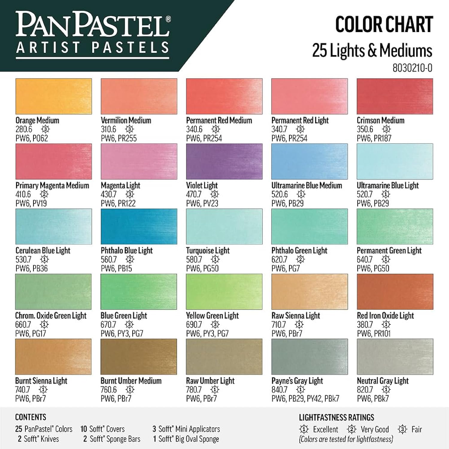 PanPastel Artist Pastels by GOLDEN, Light and Medium Colors Set, 25 Color, Professional Artist Pastels, Unique Pan Format (cake-like)